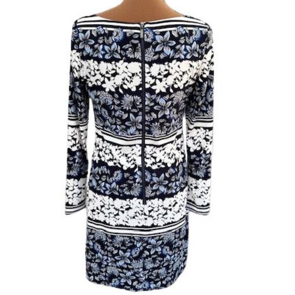 Eliza J. Long Sleeve Blue and White Floral Shift Dress – Size 6 - Picture 5 of 7